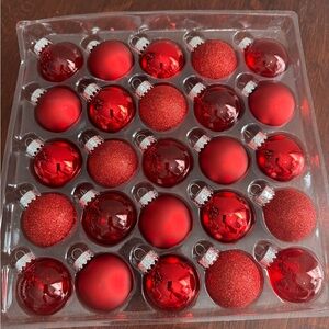 Red Christmas Ornament Set of 25 Mini Ornaments